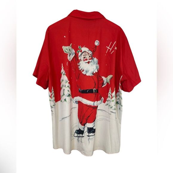 Men’s Christmas Holiday Santa Claus Button Up Shirt Short Sleeve Size 2XL - Picture 3 of 3